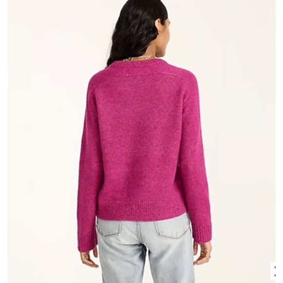 J Crew Relaxed Saddle Sleeve Crewneck Sweater - Heather Fuchsia - NWOT - S - Picture 2 of 15
